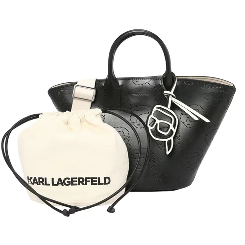 Karl Lagerfeld Ročna torbica 'IKONIK 2.0' črna / naravno bela