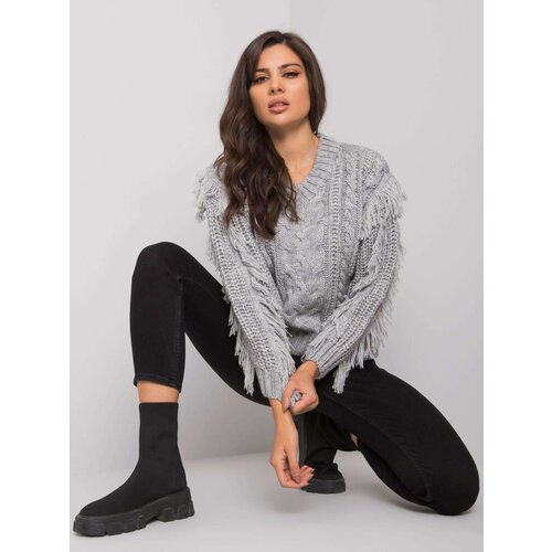 Fashion Hunters Gray Oregon RUE PARIS braided sweater Cene