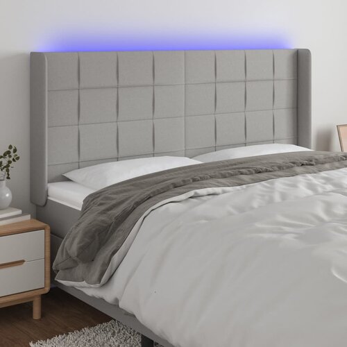 The Living Store LED posteljno vzglavje svetlo sivo 163x16x118/128 cm blago - LED Vzglavje, (21659732) Slike
