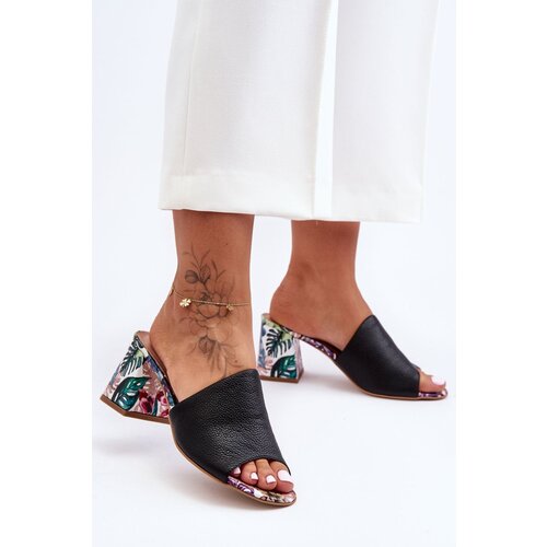 Lewski Shoes Women's Leather Mules on Heel Cene