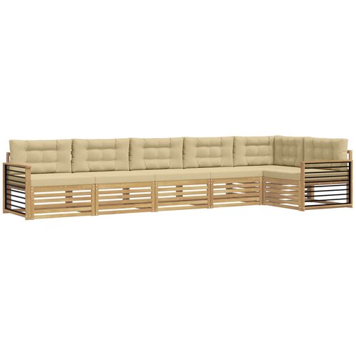vidaXL Zunanja garnitura za sedenje 6 pcs Bela in bež Poliester, (5000281872) Cene