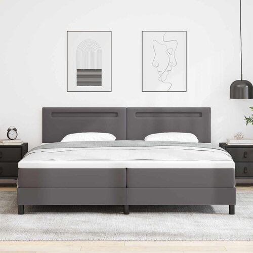  Krevet s opruga kutije Siva 200 x 200 cm Umjetna koža Cene