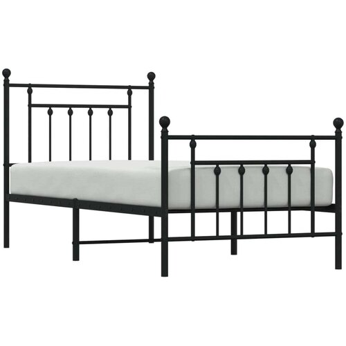 VidaXL Metalni okvir kreveta uzglavlje i podnožje crni 90 x 200 cm Slike