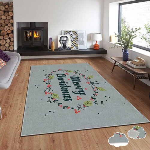 Conceptum Hypnose Tepih sa novogodišnjim motivima Asr-Crpt-63, Pravougaoni, 140 x 220 cm, Sivi Cene