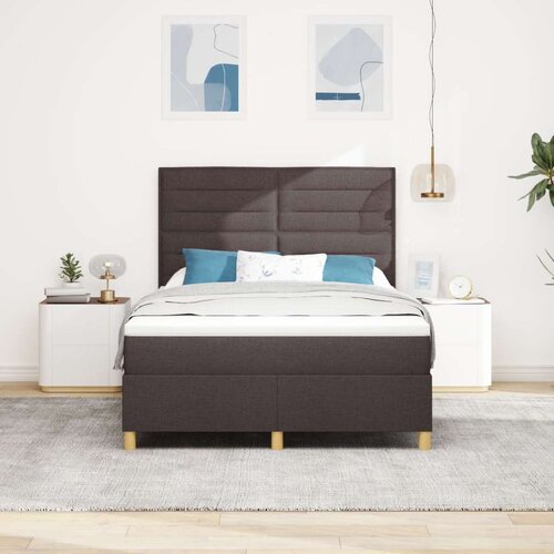 Box Spring Krevet Tamnosmeđi Tkanina 160 x 200 cm Izdržljiv Slike