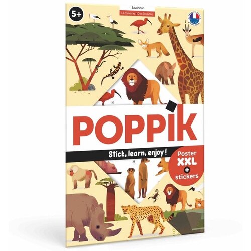 Poppik Edukativni poster s nalepnicama Otkrića Savana 5+ Slike