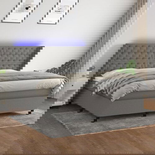 The Living Store Box spring postelja z vzmetnico LED temno siva 180x200 cm blago - Box Spring Postelja, (21438529) Slike