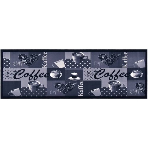 VidaXL Kuhinjski tepih s uzorkom kave perivi plavi 60 x 180 cm Slike