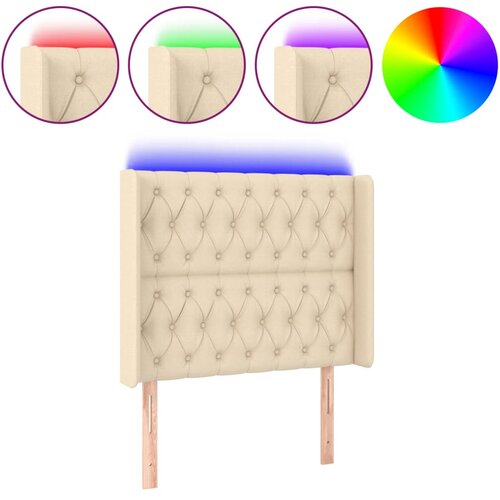  LED uzglavlje krem 93 x 16 x 118/128 cm od tkanine Slike