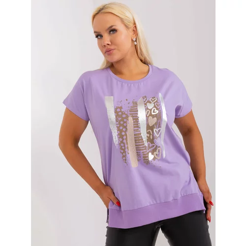 Fashion Hunters Light purple blouse plus size with short sleeves