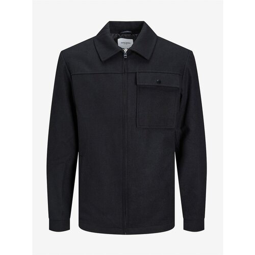 Jack & Jones Black Shirt Jacket with Wool Johnson - Men Cene