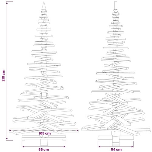  Drveno božićno drvce KOTKA 210 cm Masivna borovina - 210 cm Tamno smeđa zavr&amp;scaron;na obrada Slike
