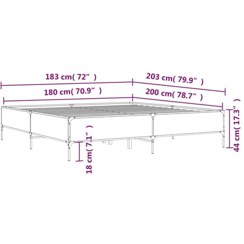 VidaXL okvir kreveta boja hrasta 180x200 cm konstruiranog drvo i metal Slike