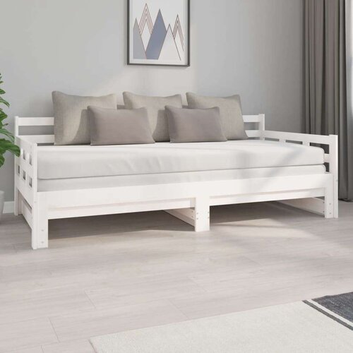  Izvlečna dnevna postelja bela trdna borovina 2x(90x200) cm, (20723816) Slike