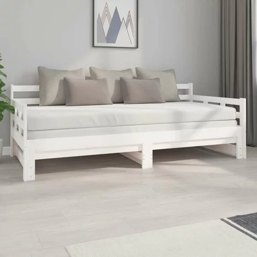  Izvlečna dnevna postelja bela trdna borovina 2x(90x200) cm, (20723816)