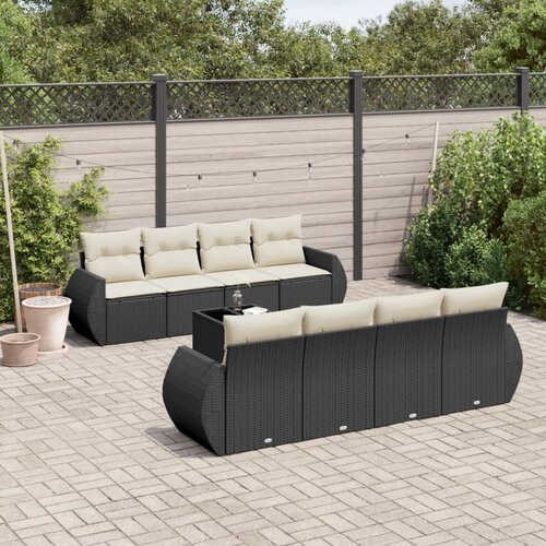 9-dijelni set vrtnih sofa s jastucima crni od poliratana Cijene