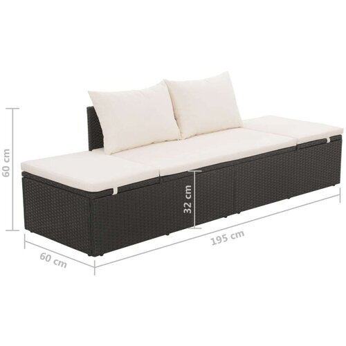 Poli Ležaljka za sunčanje crna 195 x 60 cm poliratan Slike