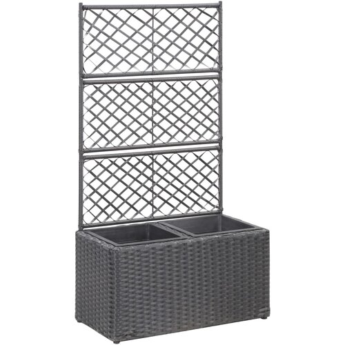 VidaXL Visoka greda z oporno mrežo in 2 loncema 58x30x107 cm črna Slike