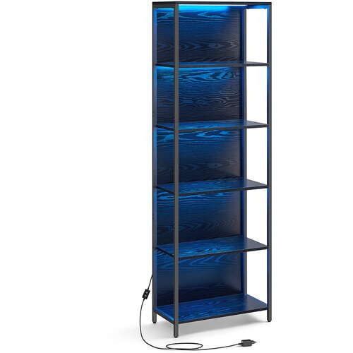Songmics Polica za knjige sa osvetljenjem NAVARO 60x179x30 cm crna Slike