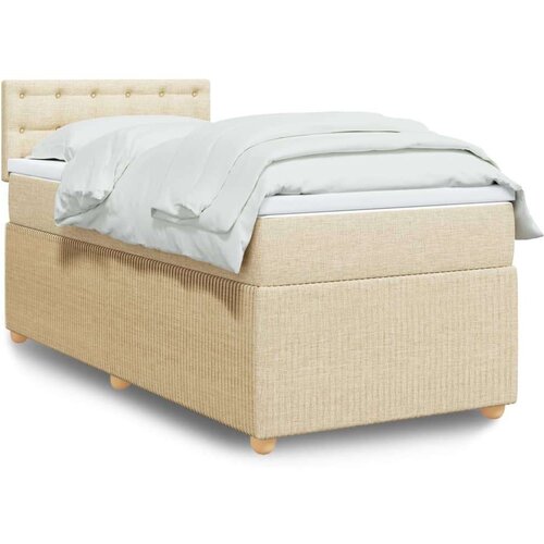 VidaXL Krevet s oprugama i madracem krem 90 x 200 cm od tkanine Slike