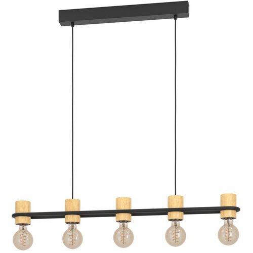 Eglo Viseća lampa CHIEVELEY 5xE27 88,5 cm crna/drvo 43541 Slike