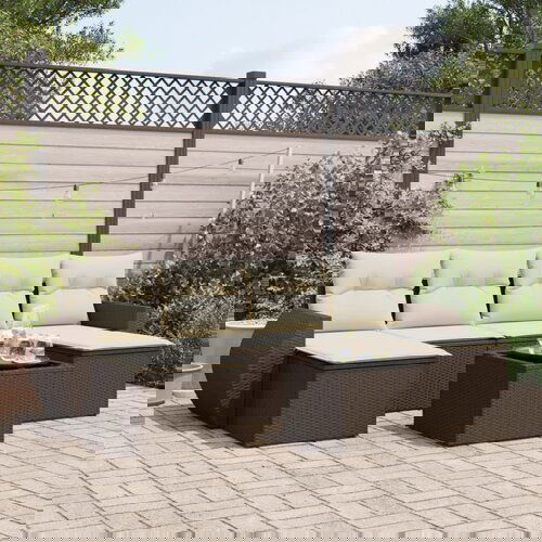 VidaXL 7-dijelni set vrtnih sofa od poliratana s jastucima smeđi Slike