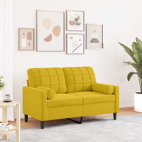 VidaXL Dvosjed s ukrasnim jastucima žuti 120 cm bar&amp;scaron;unasti Žuta Slike