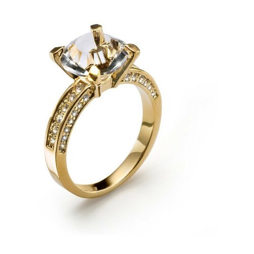 Ženski oliver weber princess gold crystal prsten sa swarovski belim kristalom l ( 41065gl ) Slike