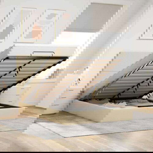  Otomanski krevet s madracem krem 140x190cm od tkanine Cijene