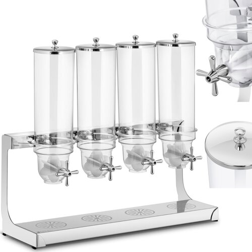 Royal Catering Dispenser dozator za sipke izdelke, musli kosmiče, suho sadje in ore&scaron;čke, kavo, 4 x 3,5 l, (21389959) Cene