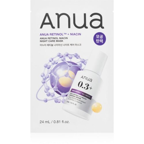 Anua Retinol + Niacin Night Care Mask sheet maska protiv bora za ujednačavanje tena lica 24 ml Slike