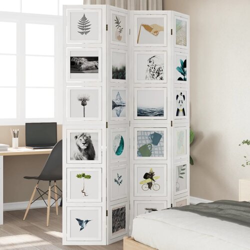  The Living Store Paravan 4-delni bel trden les pavlovnije - Pregrada Za Prostor, (21494179) Slike