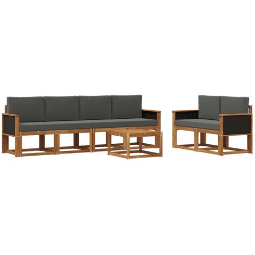vidaXL Zunanja garnitura za sedenje 6 pcs Naravna in antracitna, (5000281746) Cene