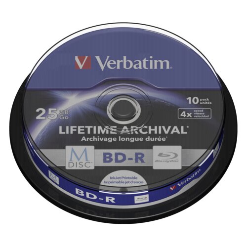 Verbatim BD-R 25GB M-DISC 4X IMPRESS&Atilde;O CAKE 10 GRAVA&Ccedil;&Atilde;O DE ALTA QUALIDADE, (5000260825) Cene