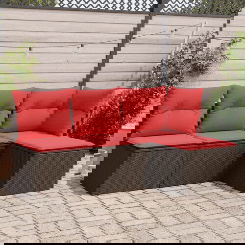 VidaXL 4-dijelni set vrtnih sofa od poliratana s jastucima smeđi Slike