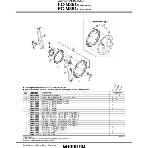  Lančanik Pogona Shimano Acera Fc-M361, 42Z, Crn Cijene