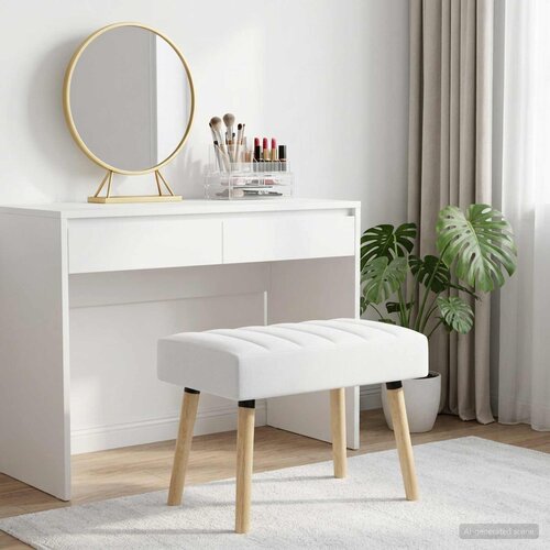  Klupa s utorima Bijela 60 x 40 x 45 cm Tkanina Slike