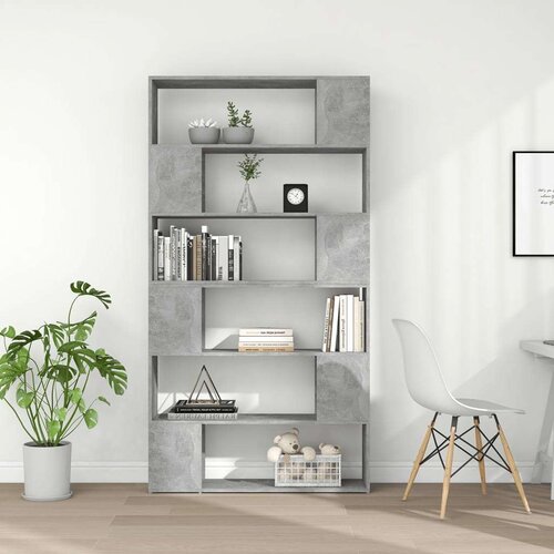 VidaXL Knjižna omara za razdelitev prostora betonsko siva 100x24x188cm Slike