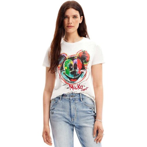Desigual - x Mickey Mouse - Bela ženska majica Slike