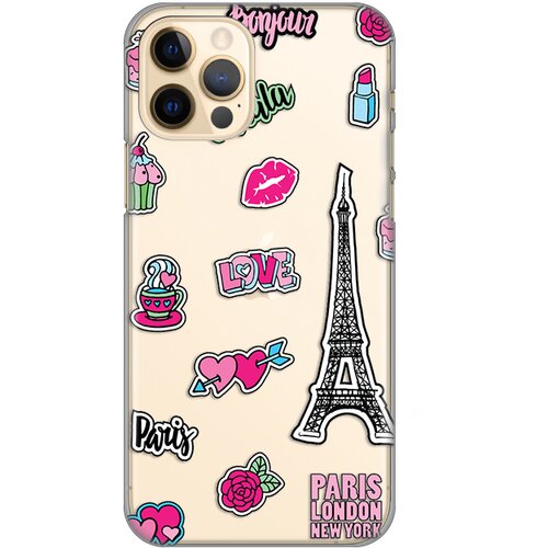 maska silikonska print skin za iphone 12/12 pro 6.1 love paris Slike