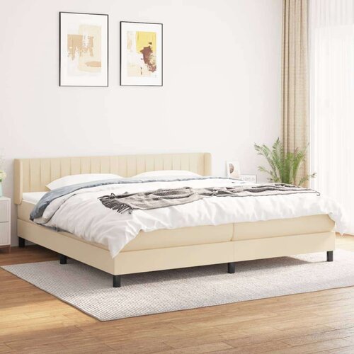  Box spring postelja z vzmetnico krem 200x200 cm blago, (20894658) Slike