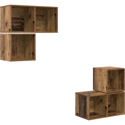 vidaXL Set TV stalka s pohranom 4 pcs Staro drvo 37 x 37 x 72 cm Cijene