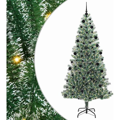 VidaXL Umjetno Božićno Drvo s Snježnim Flokom i LED Svjetlom 210 cm Slike