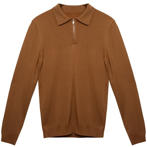 Trendyol Men's Camel Slim Fit Polo Neck Knitwear Sweater Cene