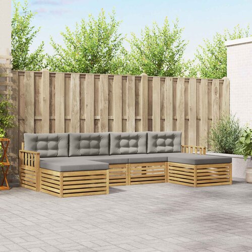  Setovi sofa 6 pcs Bijela i svjetlosiva Čvrsto drvo akacije Cene