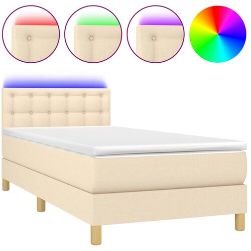 VidaXL Box spring postelja z vzmetnico LED krem 80x200 cm blago, (20902254) Slike