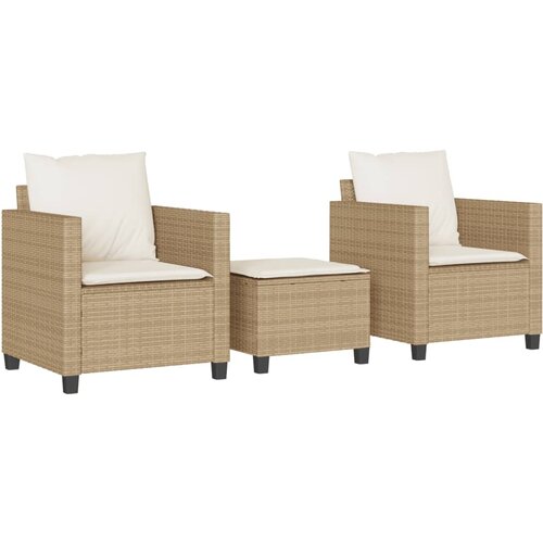VidaXL 3-dijelni bistro set s jastucima bež od poliratana Slike