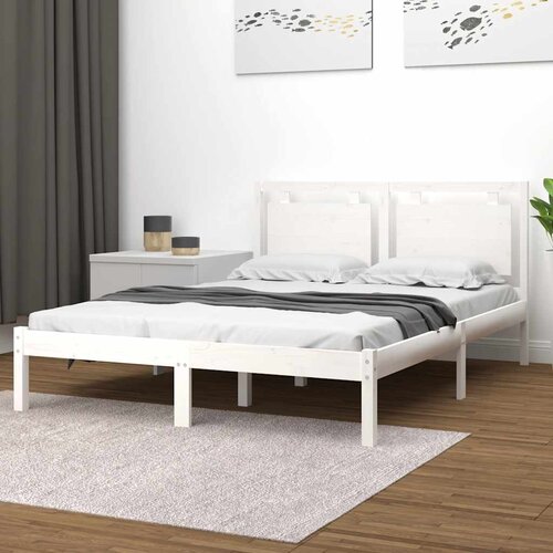  Okvir za krevet od masivnog drva bijeli 160 x 200 cm Cijene