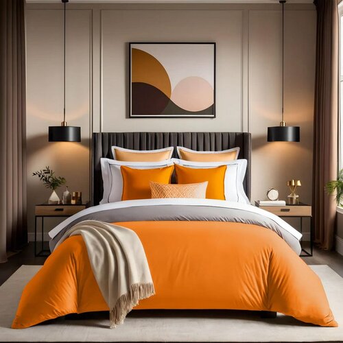  tonne orage - 27 orange ranforce double quilt cover (fr) (it) (de) Cene