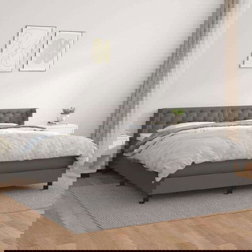  Box spring postelja z vzmetnico siva 160x200 cm umetno usnje, (20893685) Cene